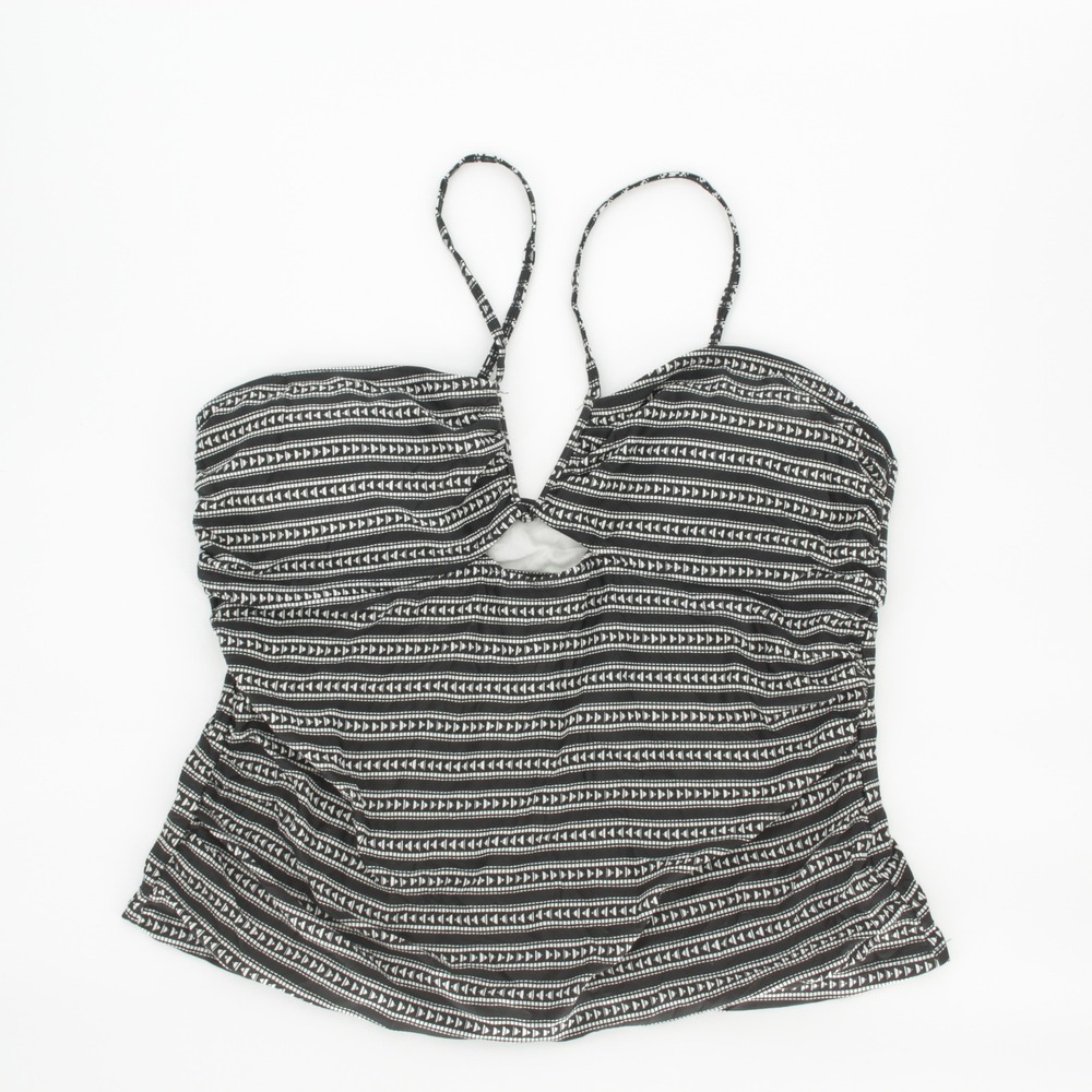 Time and Tru Women's‎ Black White Striped Tankini Swim Top Size XL